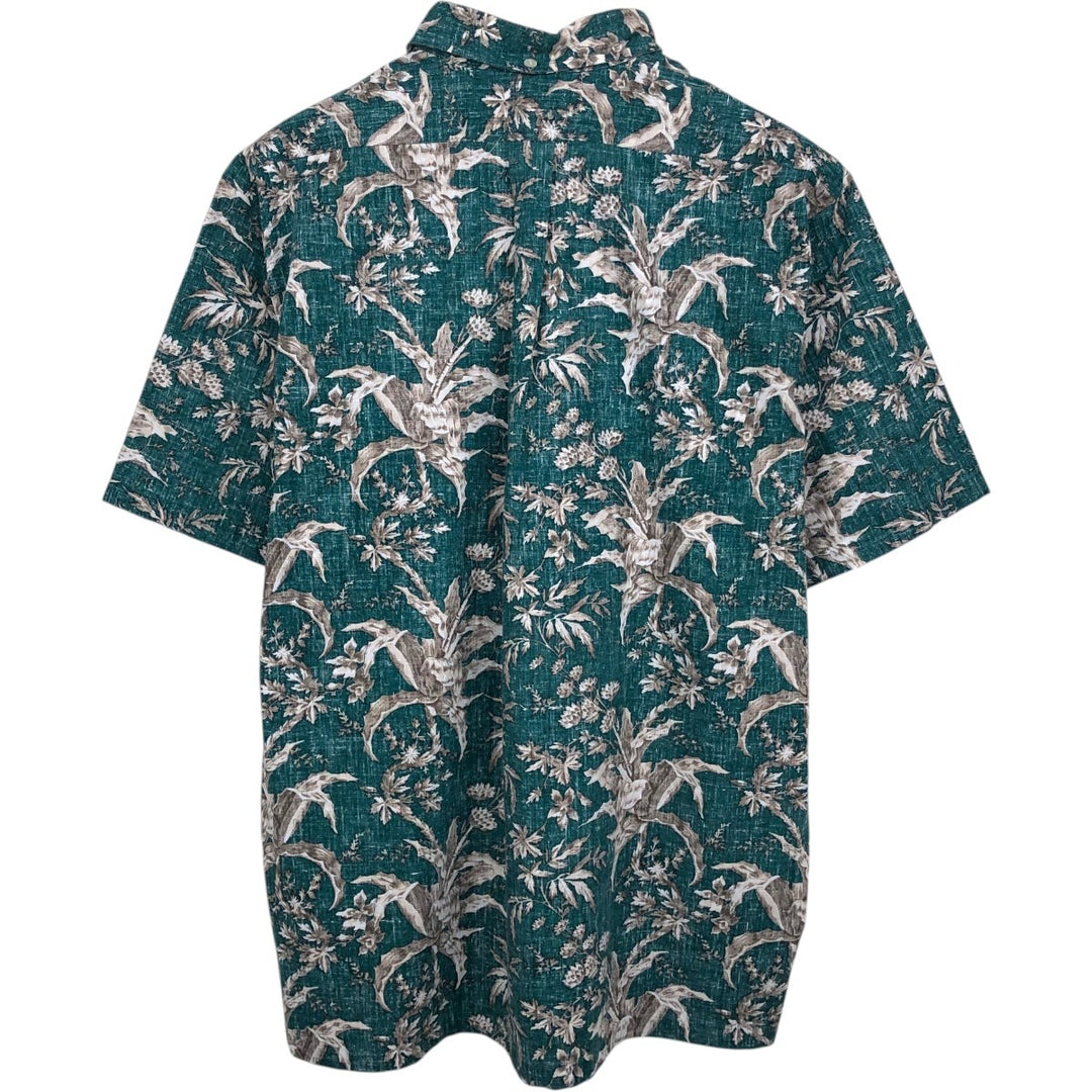 90'S Reyn Spooner Bikini Tag Botanical Pattern Pullover Button-Down Aloha Shirt Boxy Shirt Men's Size L (approx.) cotton blue type Vintage Second Hand
