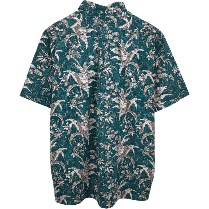 90'S Reyn Spooner Bikini Tag Botanical Pattern Pullover Button-Down Aloha Shirt Boxy Shirt Men's Size L (approx.) cotton blue type Vintage Second Hand