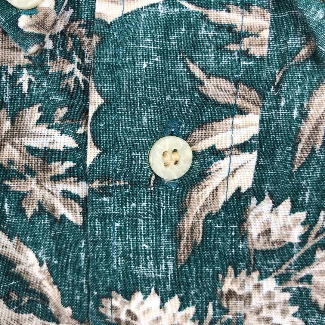 90'S Reyn Spooner Bikini Tag Botanical Pattern Pullover Button-Down Aloha Shirt Boxy Shirt Men's Size L (approx.) cotton blue type Vintage Second Hand