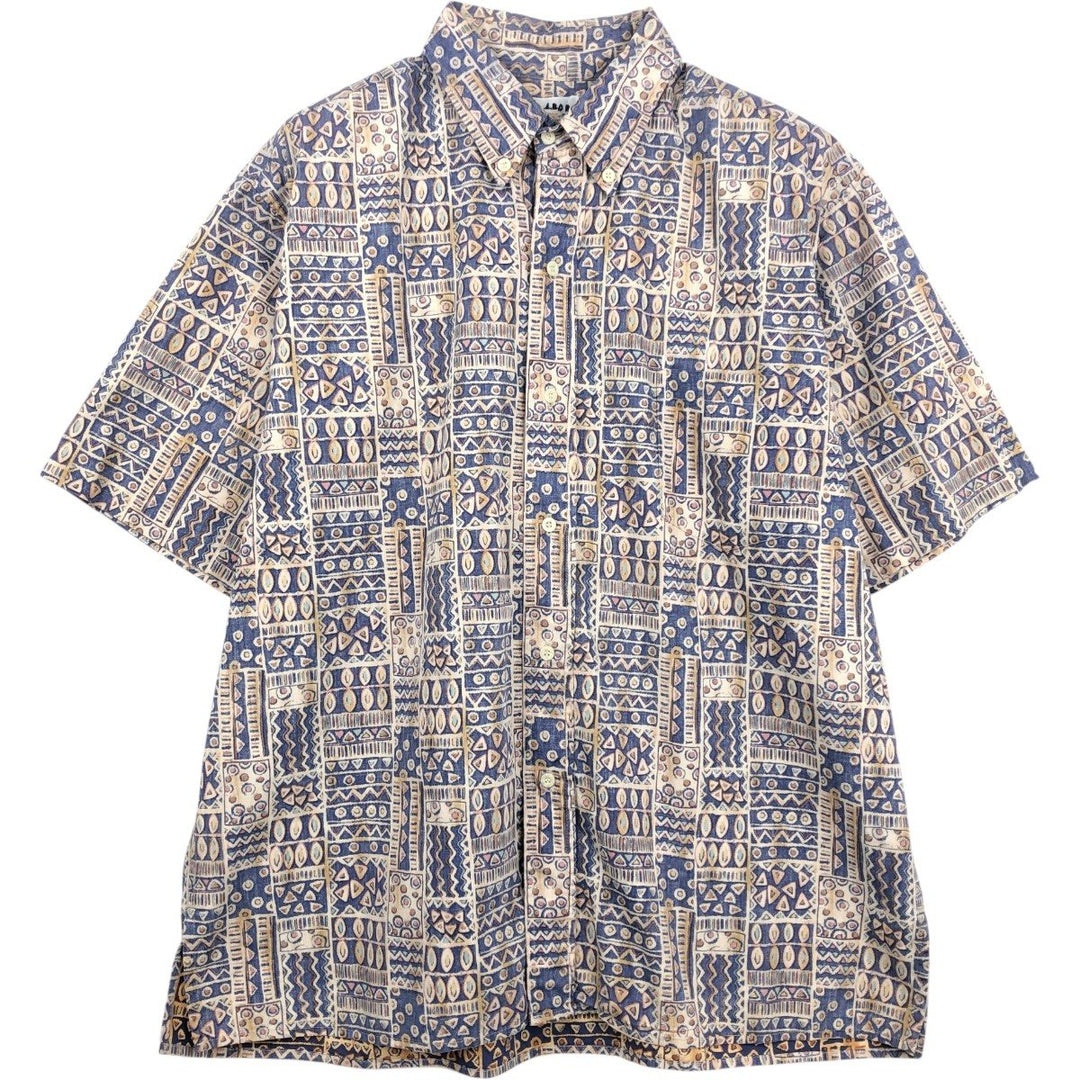 90'S Reyn Spooner Swimwear Tag Bikini Tag All-over Print Button-Down Hawaiian Aloha Shirt Made in Hawaii Men's XL Equivalent cotton navy blue type Vintage Second Hand