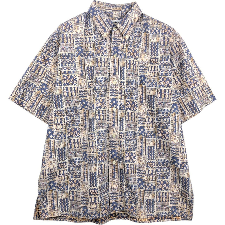 90'S Reyn Spooner Swimwear Tag Bikini Tag All-over Print Button-Down Hawaiian Aloha Shirt Made in Hawaii Men's XL Equivalent cotton navy blue type Vintage Second Hand