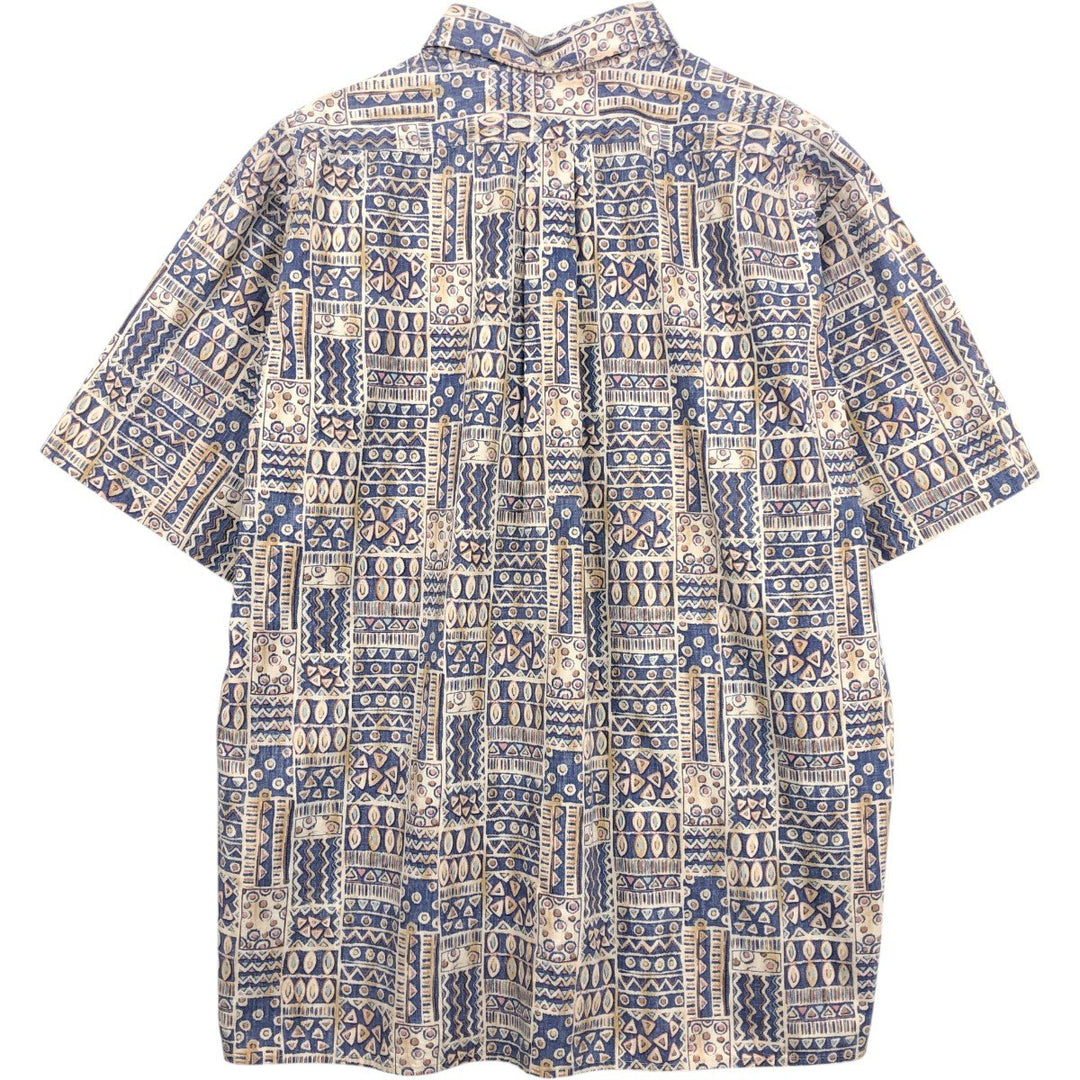 90'S Reyn Spooner Swimwear Tag Bikini Tag All-over Print Button-Down Hawaiian Aloha Shirt Made in Hawaii Men's XL Equivalent cotton navy blue type Vintage Second Hand