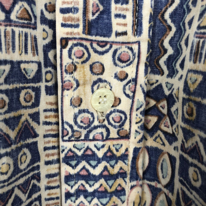 90'S Reyn Spooner Swimwear Tag Bikini Tag All-over Print Button-Down Hawaiian Aloha Shirt Made in Hawaii Men's XL Equivalent cotton navy blue type Vintage Second Hand