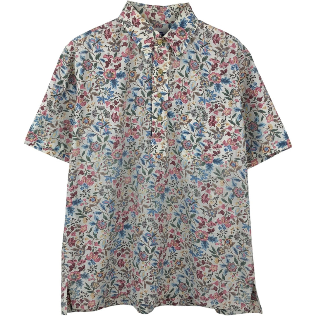 90'S Reyn Spooner Swimwear Tag All-over Botanical Pattern Pullover Button-down Aloha Shirt Men's Size M (approx.) cotton white type Vintage Second Hand