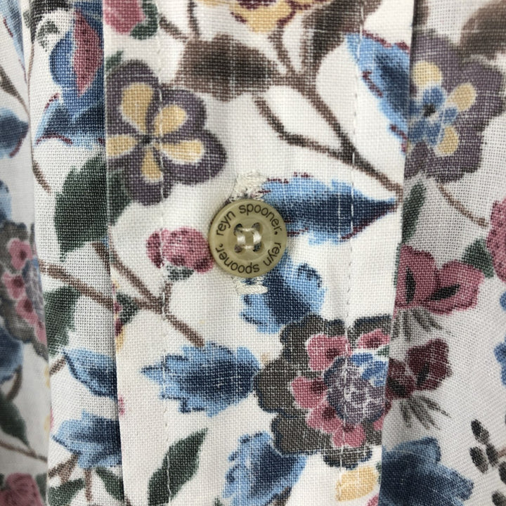 90'S Reyn Spooner Swimwear Tag All-over Botanical Pattern Pullover Button-down Aloha Shirt Men's Size M (approx.) cotton white type Vintage Second Hand