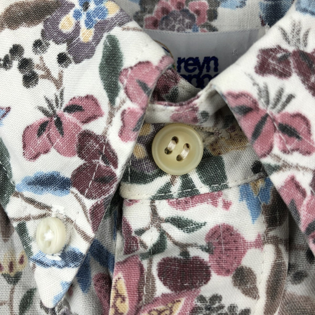 90'S Reyn Spooner Swimwear Tag All-over Botanical Pattern Pullover Button-down Aloha Shirt Men's Size M (approx.) cotton white type Vintage Second Hand