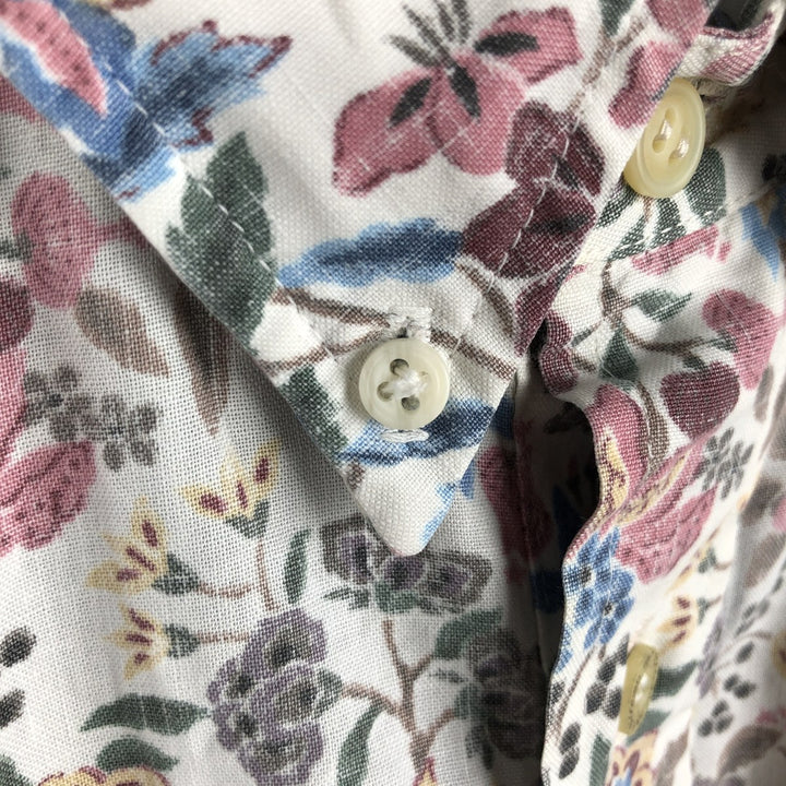90'S Reyn Spooner Swimwear Tag All-over Botanical Pattern Pullover Button-down Aloha Shirt Men's Size M (approx.) cotton white type Vintage Second Hand