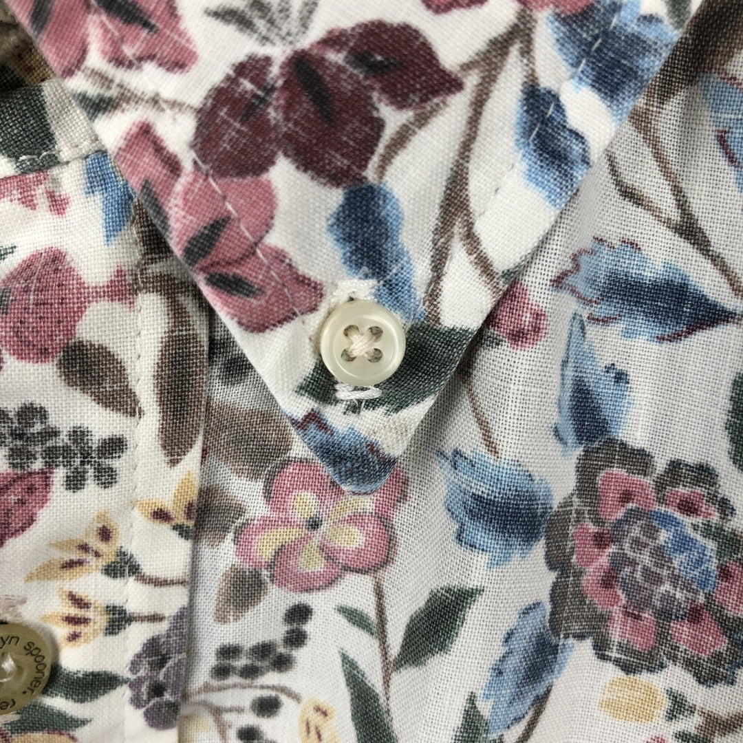 90'S Reyn Spooner Swimwear Tag All-over Botanical Pattern Pullover Button-down Aloha Shirt Men's Size M (approx.) cotton white type Vintage Second Hand