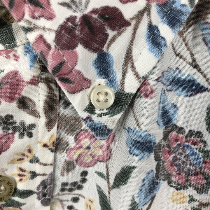 90'S Reyn Spooner Swimwear Tag All-over Botanical Pattern Pullover Button-down Aloha Shirt Men's Size M (approx.) cotton white type Vintage Second Hand