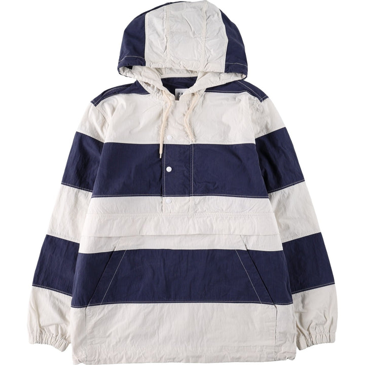 GAP Border Pattern Cotton Hoodie Anorak Hoodie (Men's Size M) cotton pale white type Vintage Second Hand