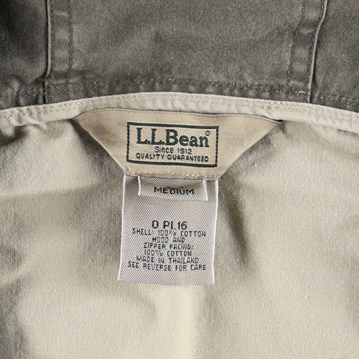90s-00'S LLBean cotton pullover anorak hoodie, men's size M (approx.) cotton Beige type Vintage Second Hand