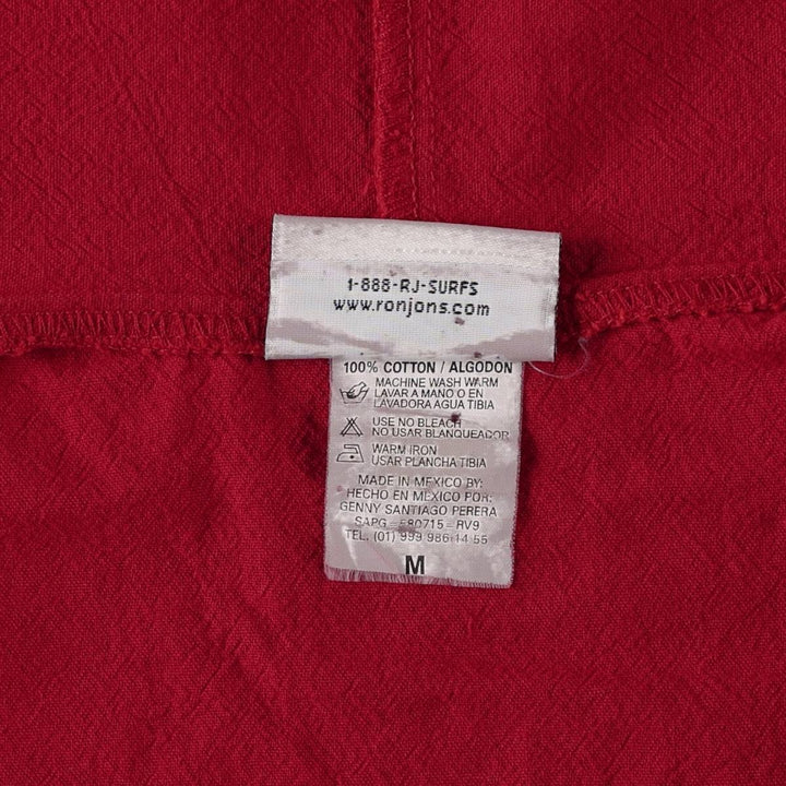 90'S Ron John SURF SHOP COZMEL Cotton Hoodie, Men's Size M (approx.) cotton red type Vintage Second Hand
