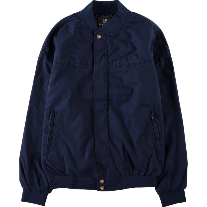 90s~00'S HABAND Derby Jacket Cup Shoulder Jacket Men's M size polyester navy blue type Vintage Second Hand