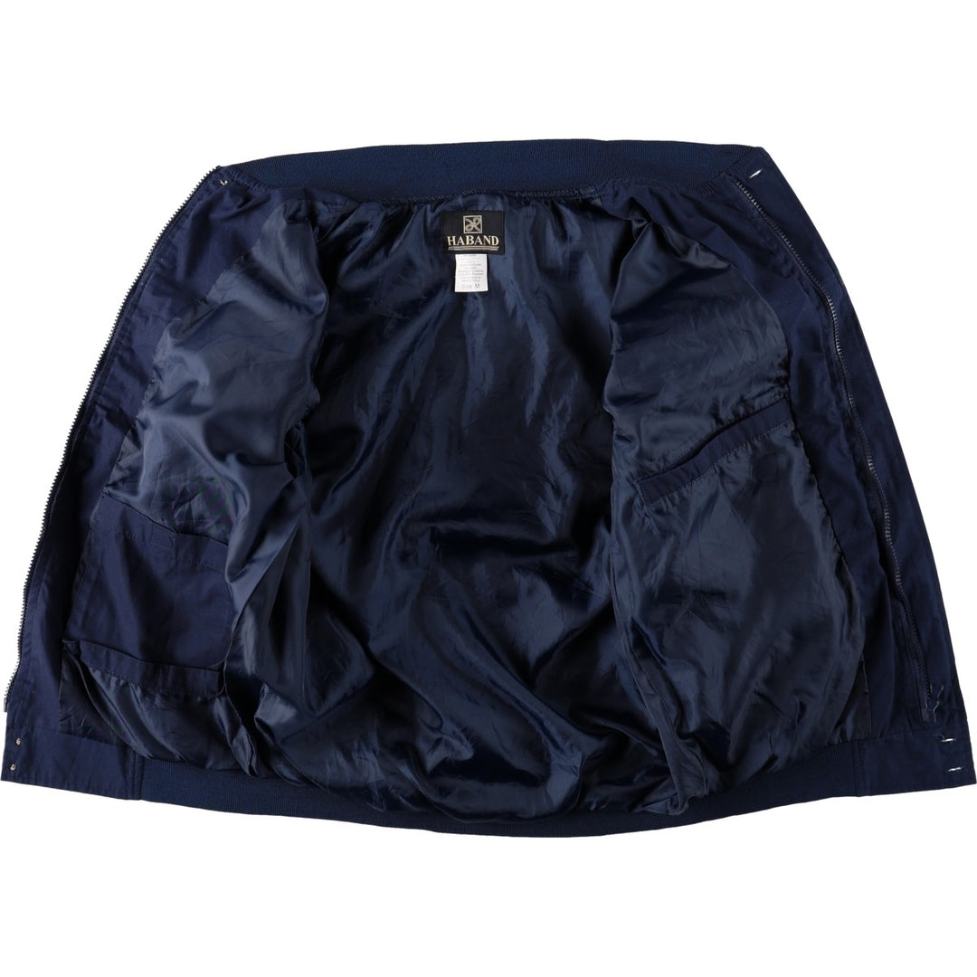 90s~00'S HABAND Derby Jacket Cup Shoulder Jacket Men's M size polyester navy blue type Vintage Second Hand