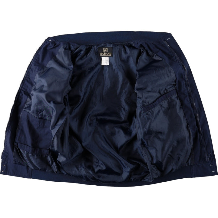 90s~00'S HABAND Derby Jacket Cup Shoulder Jacket Men's M size polyester navy blue type Vintage Second Hand
