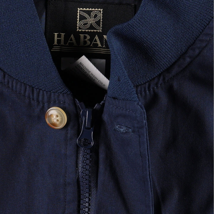 90s~00'S HABAND Derby Jacket Cup Shoulder Jacket Men's M size polyester navy blue type Vintage Second Hand