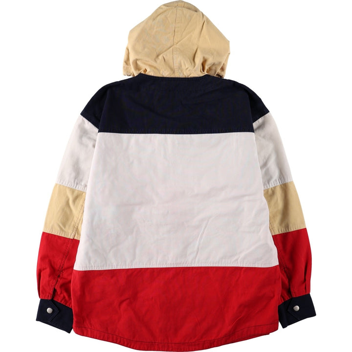 90'S EXPRESS French Country Border Pattern Multi-Border Hooded Fireman Jacket, Men's Size S (approx.) cotton Beige type Vintage Second Hand