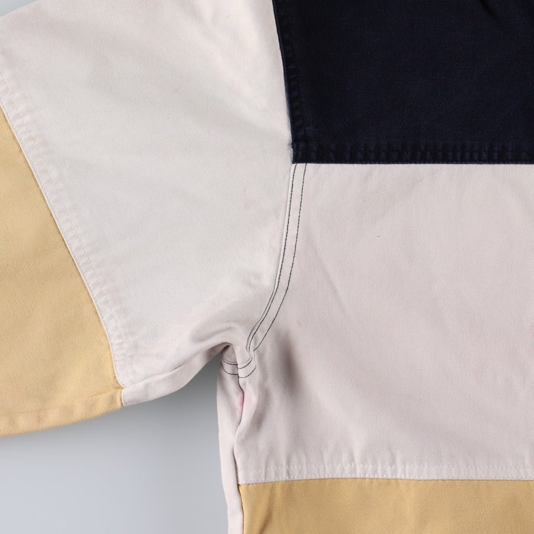 90'S EXPRESS French Country Border Pattern Multi-Border Hooded Fireman Jacket, Men's Size S (approx.) cotton Beige type Vintage Second Hand