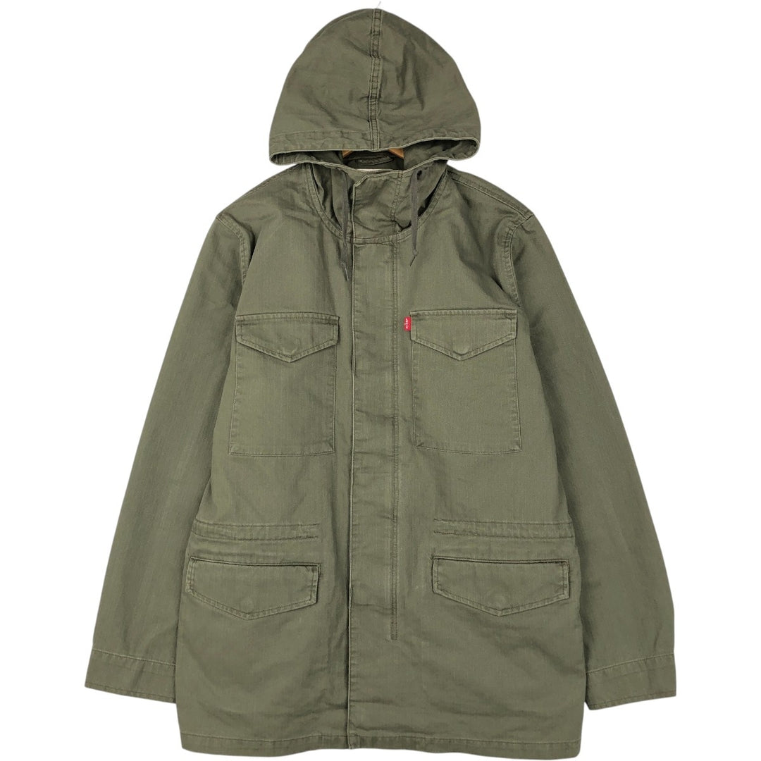 Levi's HBT Herringbone Twill Hooded Military Jacket, Men's Size L (approx.) cotton Khaki type Vintage Second Hand