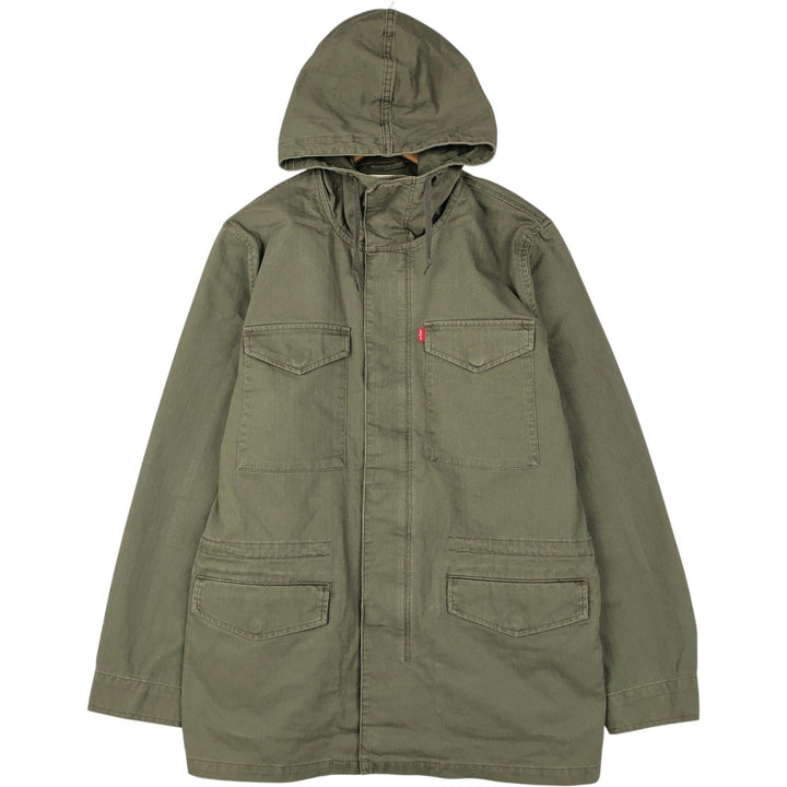 Levi's HBT Herringbone Twill Hooded Military Jacket, Men's Size L (approx.) cotton Khaki type Vintage Second Hand
