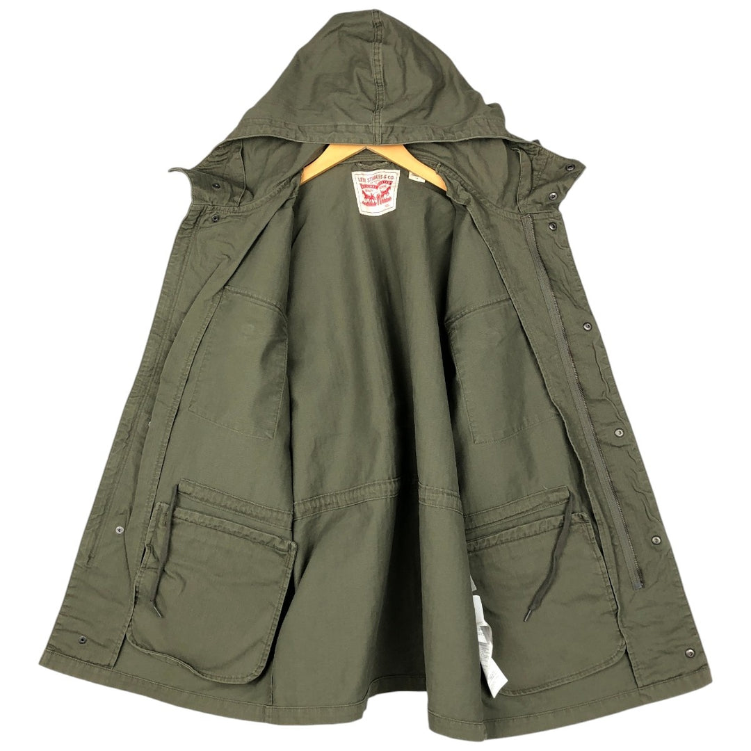 Levi's HBT Herringbone Twill Hooded Military Jacket, Men's Size L (approx.) cotton Khaki type Vintage Second Hand