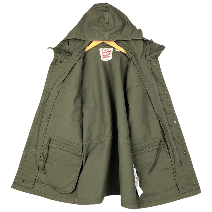 Levi's HBT Herringbone Twill Hooded Military Jacket, Men's Size L (approx.) cotton Khaki type Vintage Second Hand