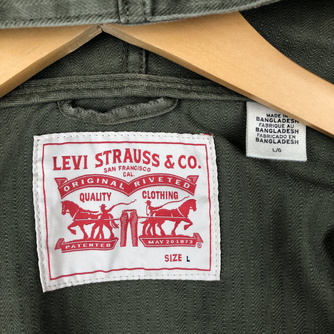Levi's HBT Herringbone Twill Hooded Military Jacket, Men's Size L (approx.) cotton Khaki type Vintage Second Hand