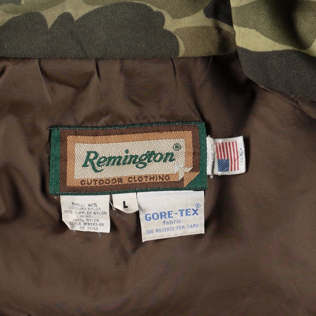 90'S Remington GORE-TEX Camouflage Pattern Mountain Parka Shell Jacket, Made in USA, Men's Size L (Equivalent), Vintage Nylon Khaki type Vintage Second Hand