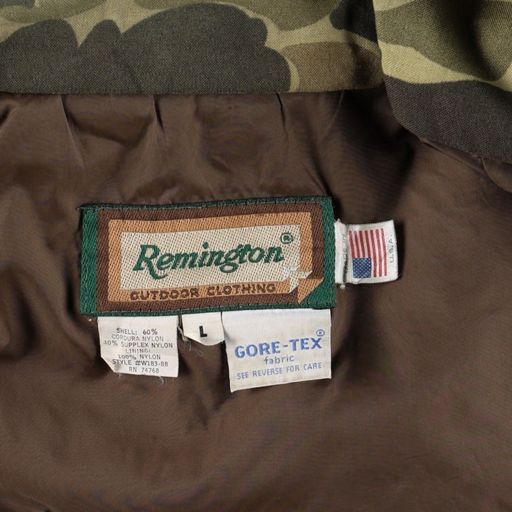 90'S Remington GORE-TEX Camouflage Pattern Mountain Parka Shell Jacket, Made in USA, Men's Size L (Equivalent), Vintage Nylon Khaki type Vintage Second Hand