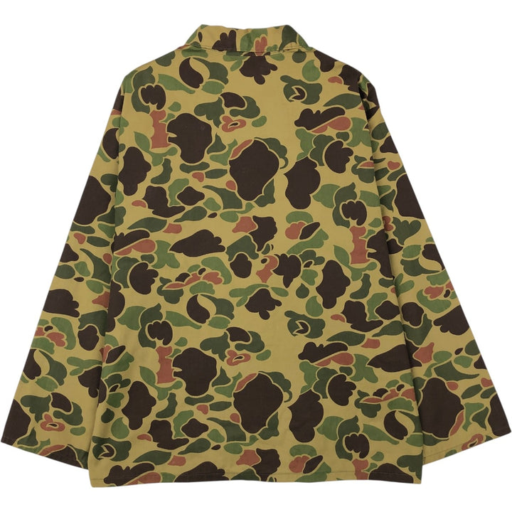 70s-80'S Duxbak Camouflage Pattern Duck Hunter Camo Hunting Shirt Jacket, Men's Size M (Equivalent), Vintage unclear Khaki type Vintage Second Hand