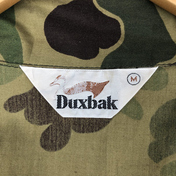 70s-80'S Duxbak Camouflage Pattern Duck Hunter Camo Hunting Shirt Jacket, Men's Size M (Equivalent), Vintage unclear Khaki type Vintage Second Hand