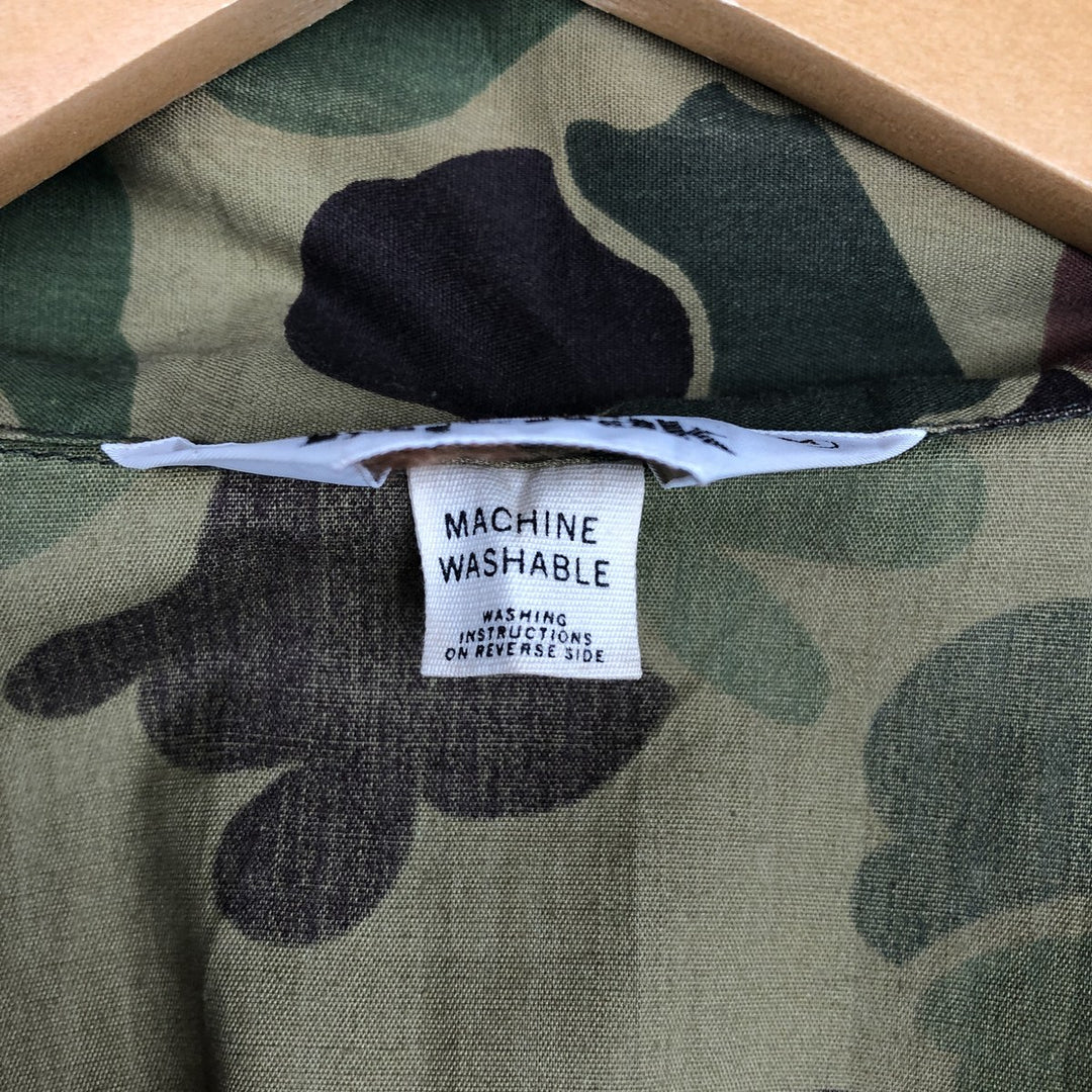 70s-80'S Duxbak Camouflage Pattern Duck Hunter Camo Hunting Shirt Jacket, Men's Size M (Equivalent), Vintage unclear Khaki type Vintage Second Hand