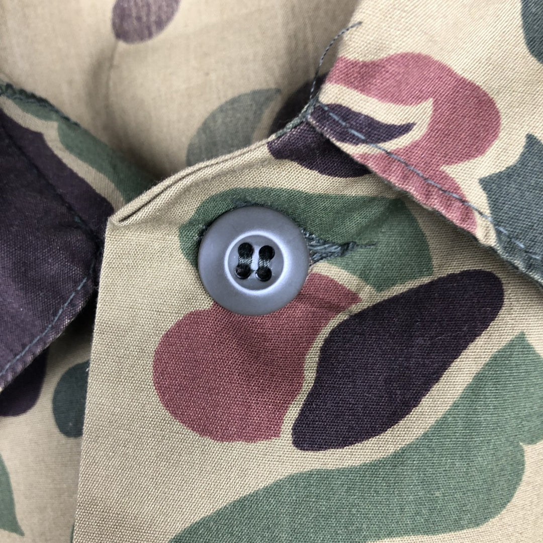 70s-80'S Duxbak Camouflage Pattern Duck Hunter Camo Hunting Shirt Jacket, Men's Size M (Equivalent), Vintage unclear Khaki type Vintage Second Hand