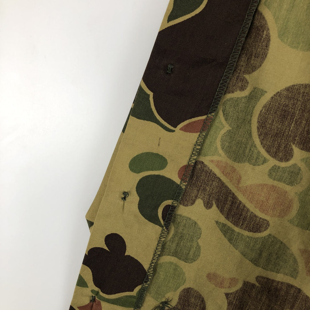 70s-80'S Duxbak Camouflage Pattern Duck Hunter Camo Hunting Shirt Jacket, Men's Size M (Equivalent), Vintage unclear Khaki type Vintage Second Hand