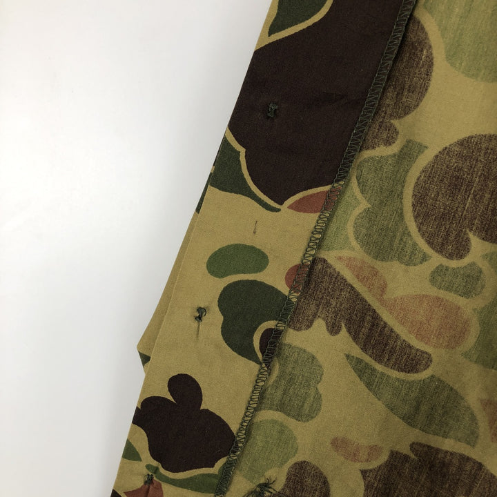 70s-80'S Duxbak Camouflage Pattern Duck Hunter Camo Hunting Shirt Jacket, Men's Size M (Equivalent), Vintage unclear Khaki type Vintage Second Hand