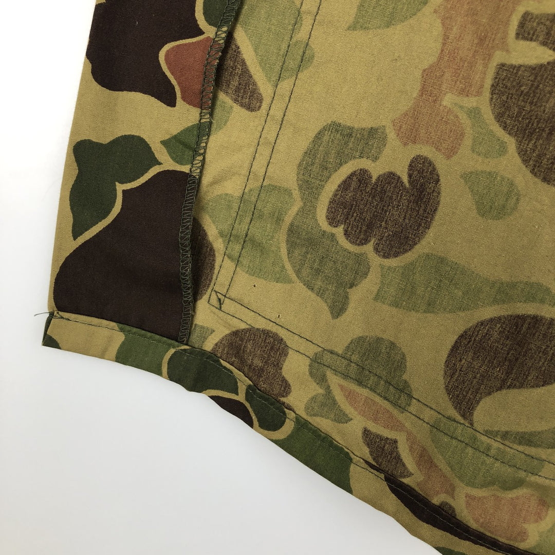70s-80'S Duxbak Camouflage Pattern Duck Hunter Camo Hunting Shirt Jacket, Men's Size M (Equivalent), Vintage unclear Khaki type Vintage Second Hand
