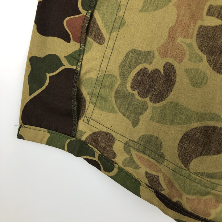 70s-80'S Duxbak Camouflage Pattern Duck Hunter Camo Hunting Shirt Jacket, Men's Size M (Equivalent), Vintage unclear Khaki type Vintage Second Hand