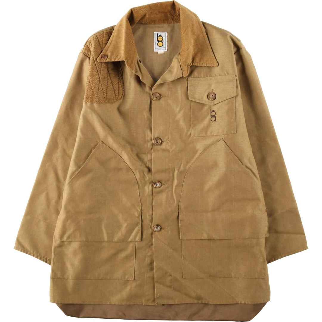 70s-80'S Bob Allen Open Collar Hunting Jacket, Made in USA, Men's Size L (approx.), Vintage unclear beige type brown Vintage Second Hand