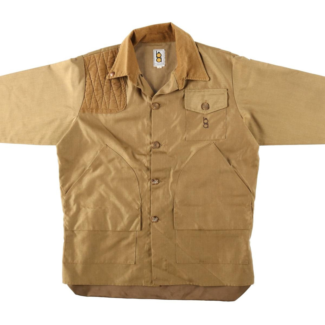 70s-80'S Bob Allen Open Collar Hunting Jacket, Made in USA, Men's Size L (approx.), Vintage unclear beige type brown Vintage Second Hand