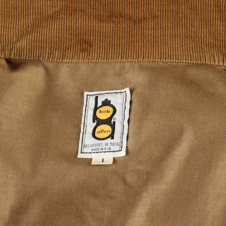 70s-80'S Bob Allen Open Collar Hunting Jacket, Made in USA, Men's Size L (approx.), Vintage unclear beige type brown Vintage Second Hand