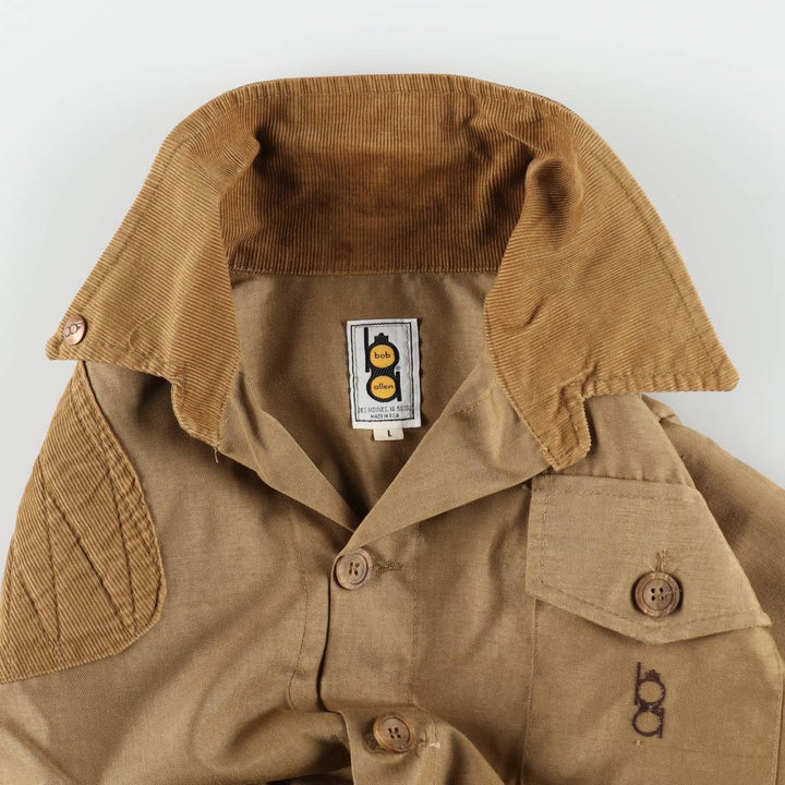 70s-80'S Bob Allen Open Collar Hunting Jacket, Made in USA, Men's Size L (approx.), Vintage unclear beige type brown Vintage Second Hand