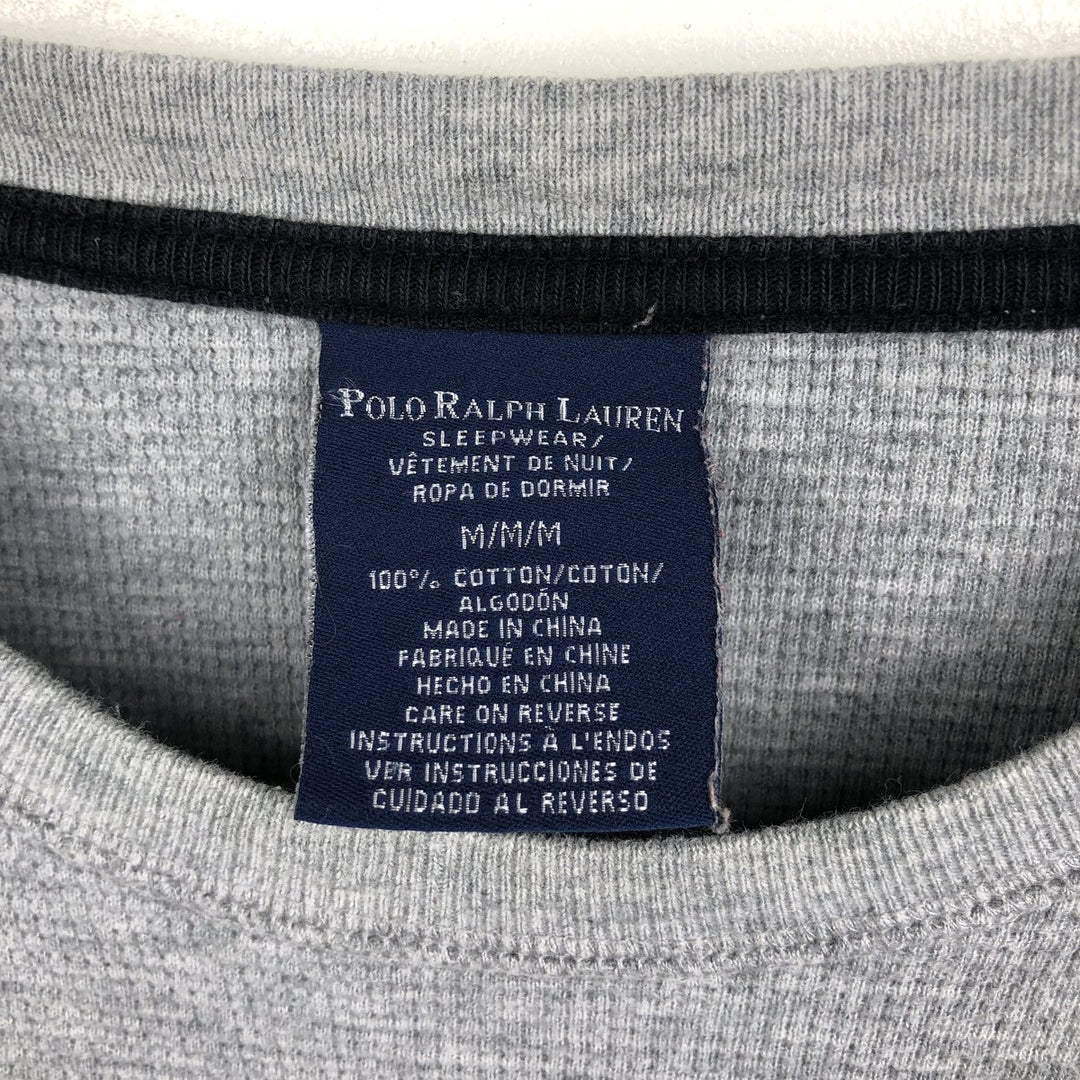 Ralph Lauren POLO RALPH LAUREN SLEEPWEAR Thermal Long T-shirt Waffle Men's M size cotton gray type Vintage Second Hand