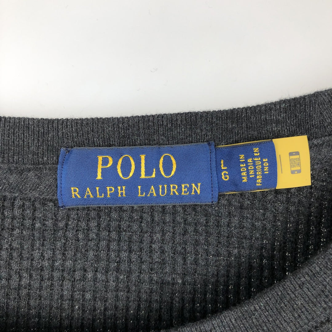 Ralph Lauren POLO RALPH LAUREN Thermal Long T-Shirt Men's Size L cotton black type Vintage Second Hand