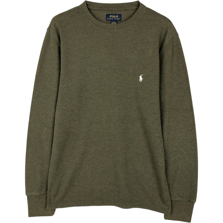 Ralph Lauren POLO RALPH LAUREN SLEEPWEAR Thermal Long T-Shirt, Honeycomb, Men's Size M cotton Khaki type Vintage Second Hand