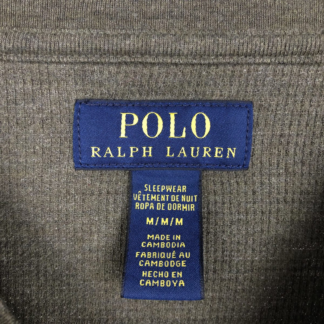 Ralph Lauren POLO RALPH LAUREN SLEEPWEAR Thermal Long T-Shirt, Honeycomb, Men's Size M cotton Khaki type Vintage Second Hand