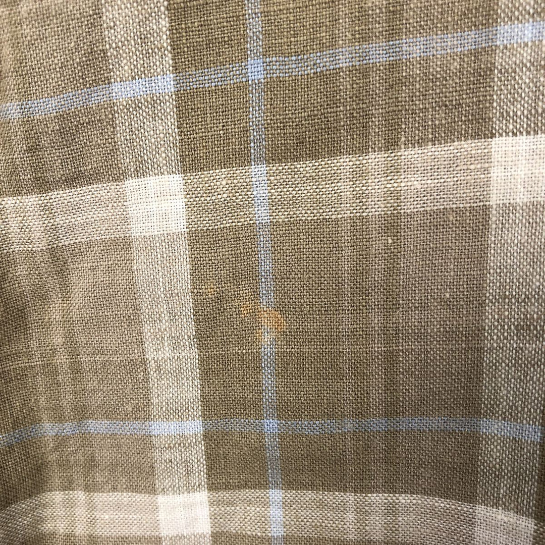 IZOD JEANS Check Pattern Short-Sleeve Cotton x Linen Box Shirt Men's XXL Equivalent linen Beige type Vintage Second Hand