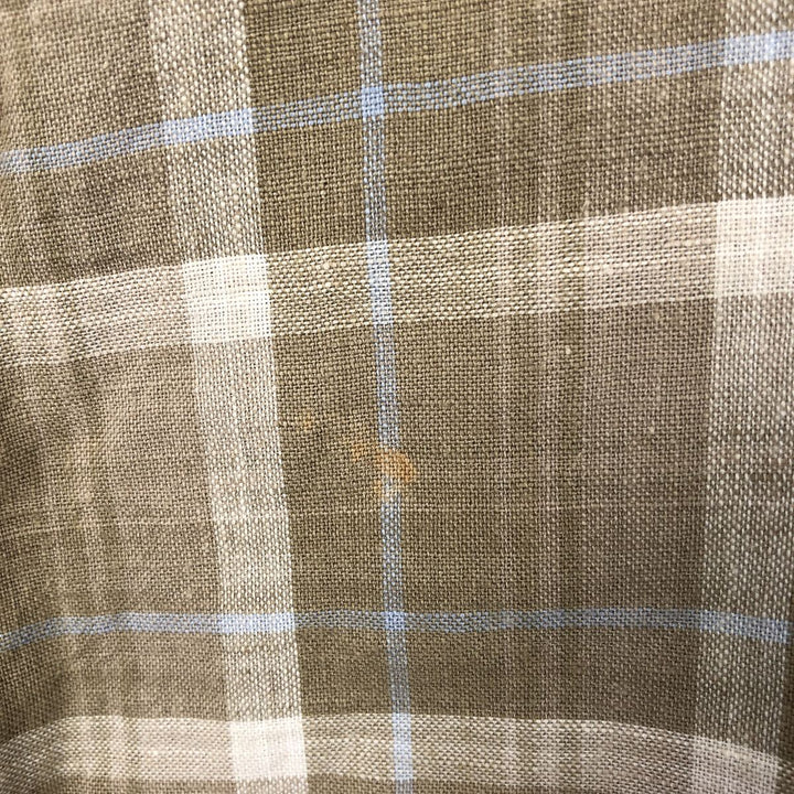 IZOD JEANS Check Pattern Short-Sleeve Cotton x Linen Box Shirt Men's XXL Equivalent linen Beige type Vintage Second Hand
