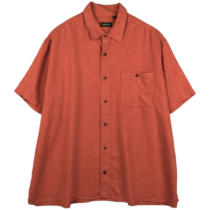 Orvis Short-Sleeve Box Shirt, Tencel x Hemp Shirt, Men's Size XL (approx.) Hemp coral Vintage Second Hand