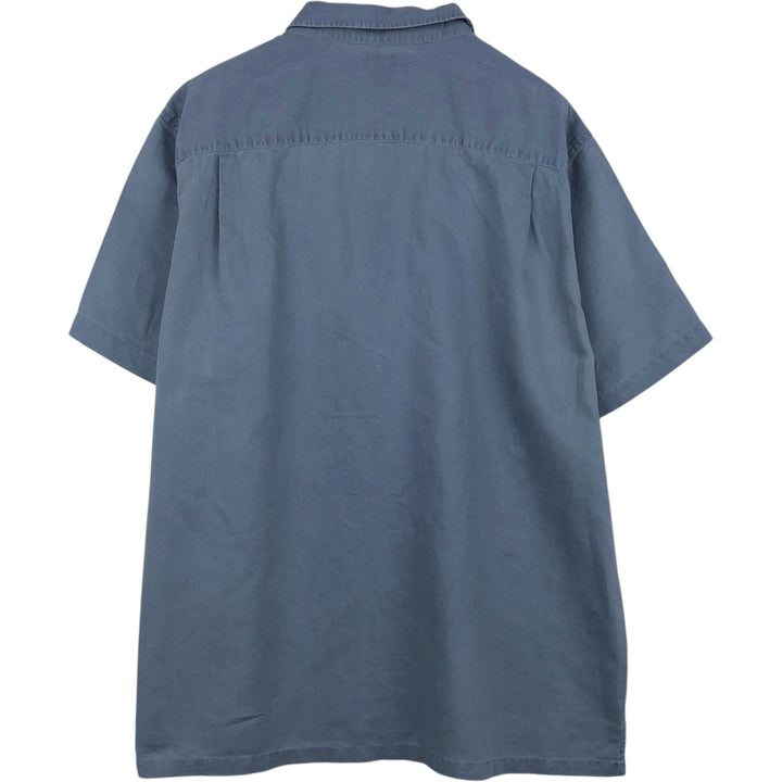 2000'S Columbia Short-Sleeve Ramie x Cotton Box Shirt, Men's XXL (approx.) Lamy blue type Vintage Second Hand