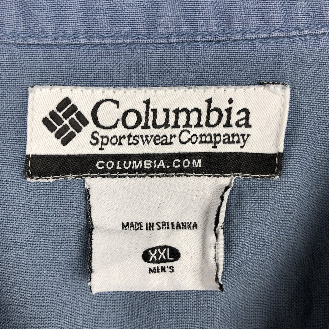 2000'S Columbia Short-Sleeve Ramie x Cotton Box Shirt, Men's XXL (approx.) Lamy blue type Vintage Second Hand